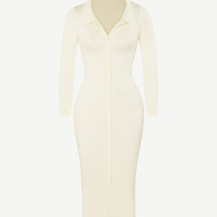 Wholesale ?? Eco-friendly Seamless Waist Trimming Retro Long Sleeve Shirt Dress