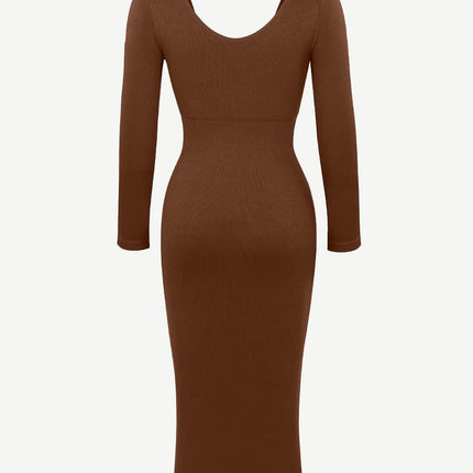 Wholesale ?? Eco-friendly Seamless V Neck Long Sleeve Waist Trimming Shaper Dress