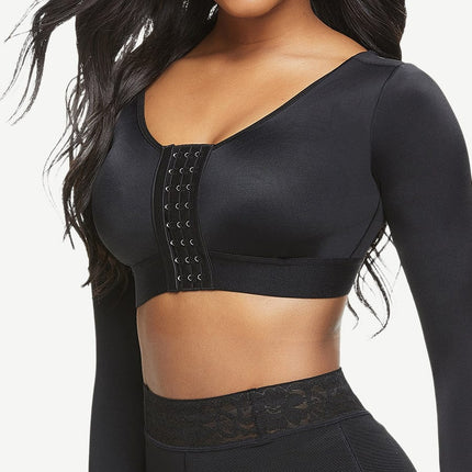 Wholesale Post-surgical Crop Shapewear 3-Row Hooks Plus Size Instantly Slims