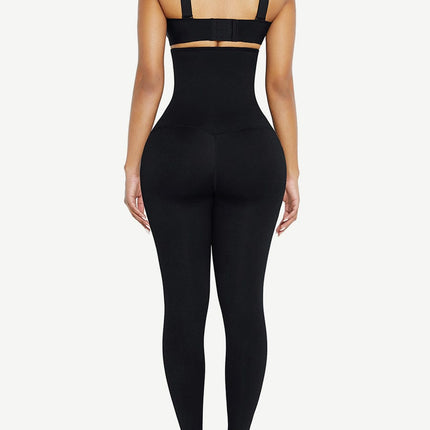 [Pre-Order] Wholesale Black Waist Trainer 2-In-1 Leggings With Zipping Hourglass Figure