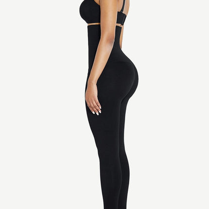 [Pre-Order] Wholesale Black Waist Trainer 2-In-1 Leggings With Zipping Hourglass Figure