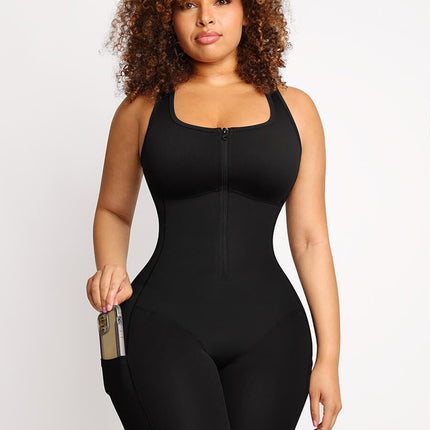 Wholesale Stretch Athletic Bodysuit With Pockets