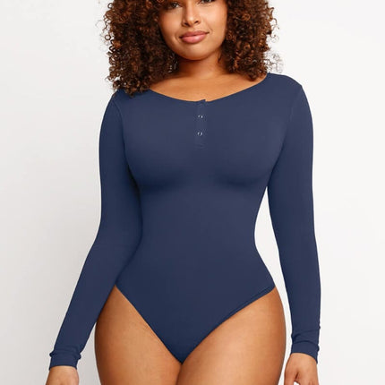 Wholesale Seamless Outer Long Sleeve Thong Bodysuit