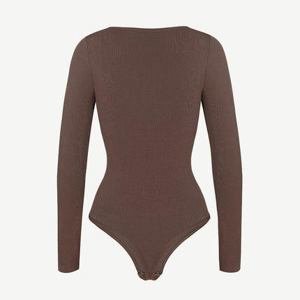 Wholesale Seamless Outer Long Sleeve Thong Bodysuit