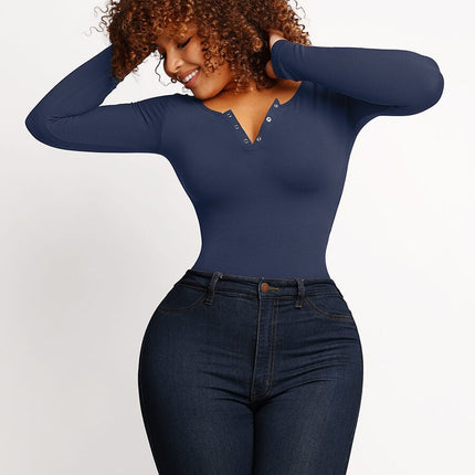 Wholesale Seamless Outer Long Sleeve Thong Bodysuit