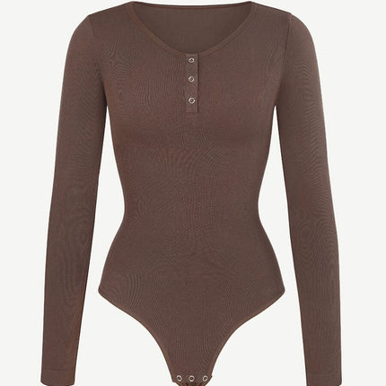 Wholesale Seamless Outer Long Sleeve Thong Bodysuit