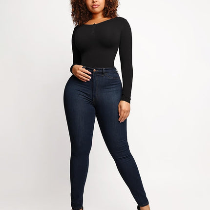 Wholesale Seamless Outer Long Sleeve Thong Bodysuit