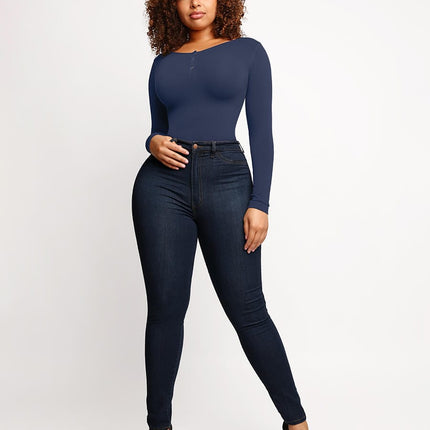 Wholesale Seamless Outer Long Sleeve Thong Bodysuit