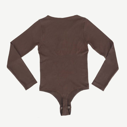 Wholesale Seamless Outer Long Sleeve Thong Bodysuit