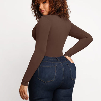 Wholesale Seamless Outer Long Sleeve Thong Bodysuit