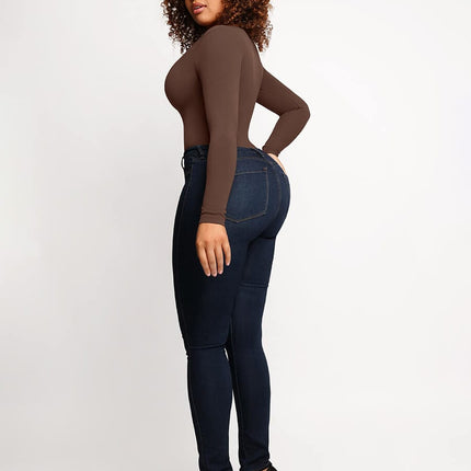 Wholesale Seamless Outer Long Sleeve Thong Bodysuit