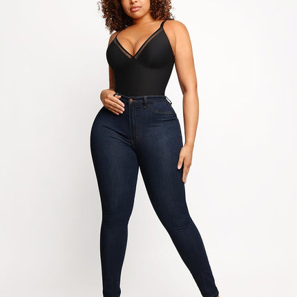 Wholesale Sexy Deep V-Neck Mesh Sheer Bodysuit