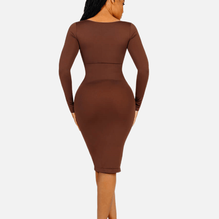Wholesale Seamless Square Neck Long Sleeve Dress