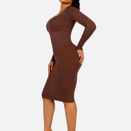 Wholesale Seamless Square Neck Long Sleeve Dress