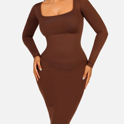 Wholesale Seamless Square Neck Long Sleeve Dress
