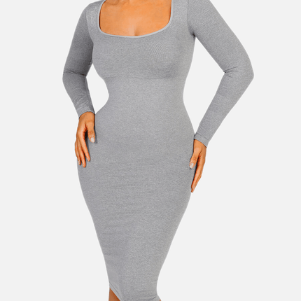 Wholesale Seamless Square Neck Long Sleeve Dress