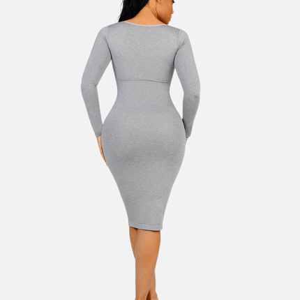 Wholesale Seamless Square Neck Long Sleeve Dress