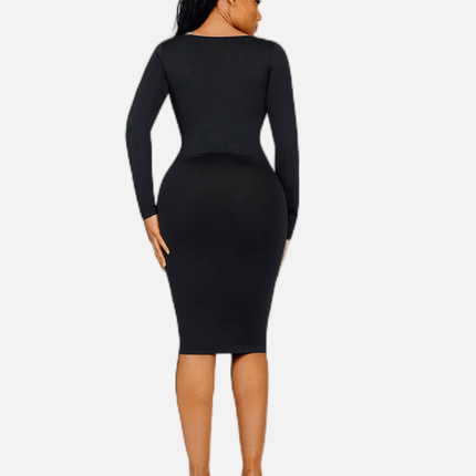 Wholesale Seamless Square Neck Long Sleeve Dress