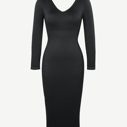 Wholesale Seamless V Neck Long Sleeve Waist Trimming Shaper Dress