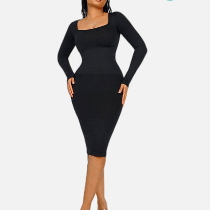 Wholesale Seamless Square Neck Long Sleeve Shaper Dress