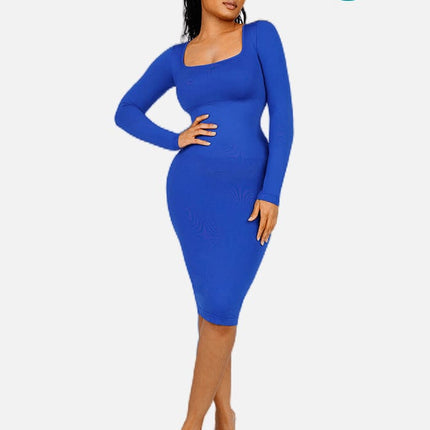 Wholesale Seamless Square Neck Long Sleeve Shaper Dress