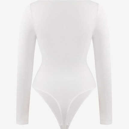 Wholesale Seamless Square Neck Long Sleeve 360Â° Waist Control Thong Bodysuit