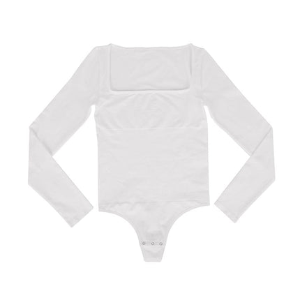 Wholesale Seamless Square Neck Long Sleeve 360Â° Waist Control Thong Bodysuit