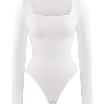 Wholesale Seamless Square Neck Long Sleeve 360Â° Waist Control Thong Bodysuit