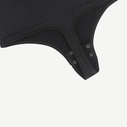Wholesale Seamless Diagonal Neck Long Sleeve Waist Trimming Thong Bodysuit
