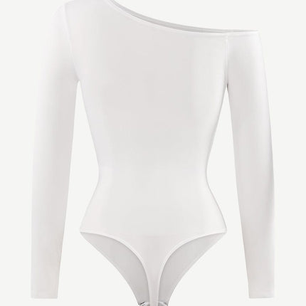 Wholesale Seamless Diagonal Neck Long Sleeve Waist Trimming Thong Bodysuit