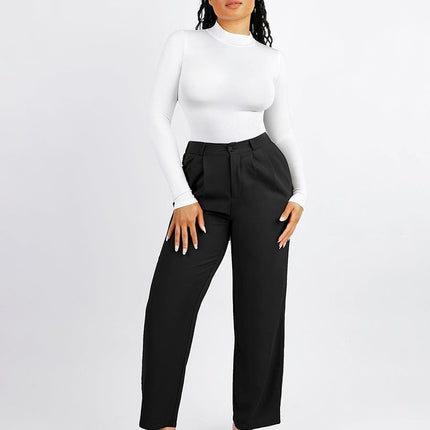 Wholesale Seamless Eco-friendly Turtle Neck Long Sleeve Thong Bodysuit