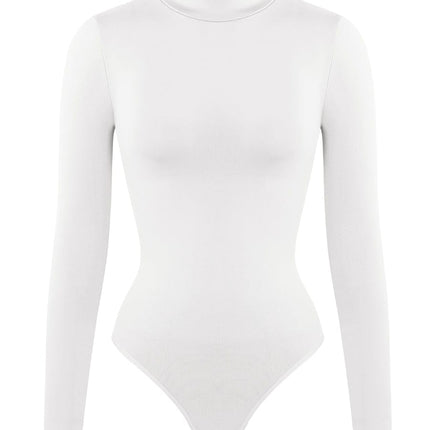 Wholesale Seamless Eco-friendly Turtle Neck Long Sleeve Thong Bodysuit