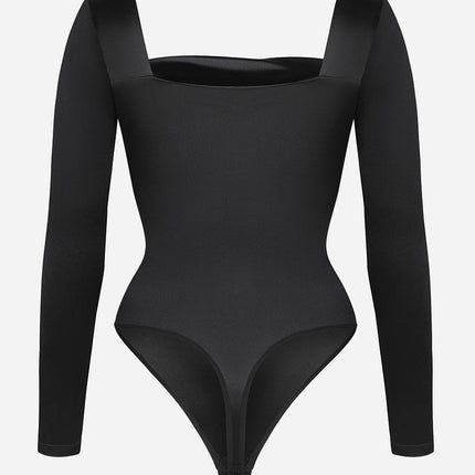 Wholesale Retro Square Neck Built in corset Tummy Control Bodysuit With removable coasters