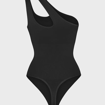 Wholesale One-shoulder Cut Out Waist and Abdomen Compression Shapewear Bodysuit