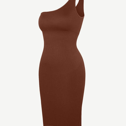Wholesale ??Seamless Eco-friendly One-shoulder Slanted Neck Waist Trimming Shaper Dress