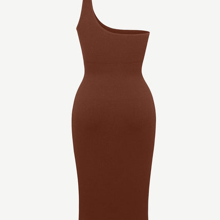 Wholesale ??Seamless Eco-friendly One-shoulder Slanted Neck Waist Trimming Shaper Dress