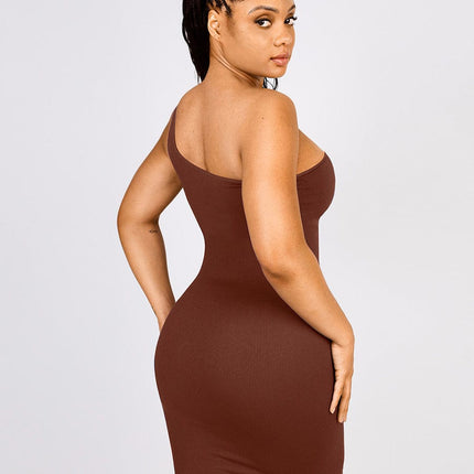 Wholesale ??Seamless Eco-friendly One-shoulder Slanted Neck Waist Trimming Shaper Dress