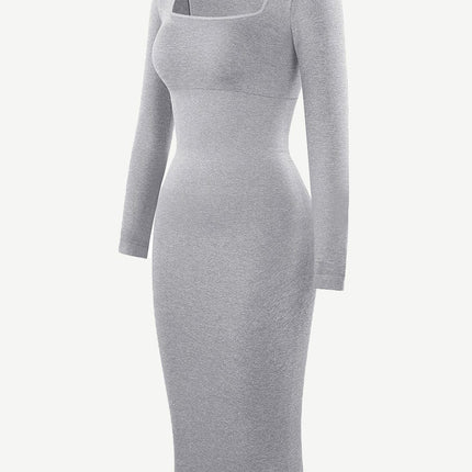 Wholesale ?? Eco-friendly Seamless Square Neck Long Sleeve Shaper Dress