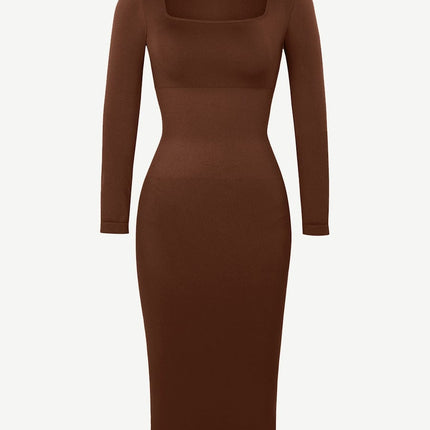 Wholesale ?? Eco-friendly Seamless Square Neck Long Sleeve Shaper Dress
