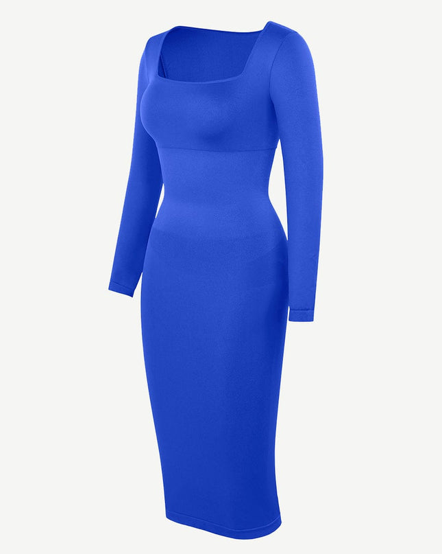 Wholesale 🌿 Eco-friendly Seamless Square Neck Long Sleeve Shaper Dress