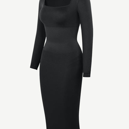 Wholesale ?? Eco-friendly Seamless Square Neck Long Sleeve Shaper Dress