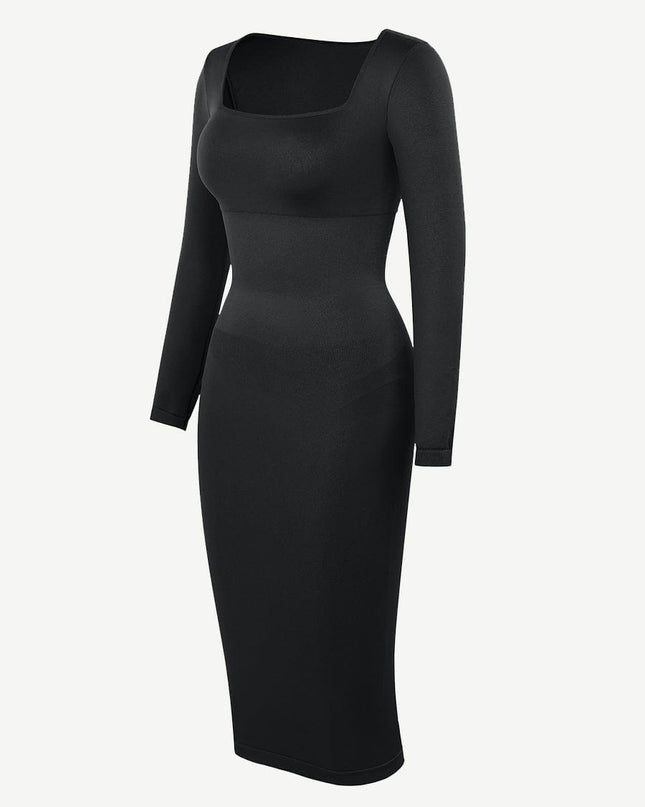 Wholesale 🌿 Eco-friendly Seamless Square Neck Long Sleeve Shaper Dress