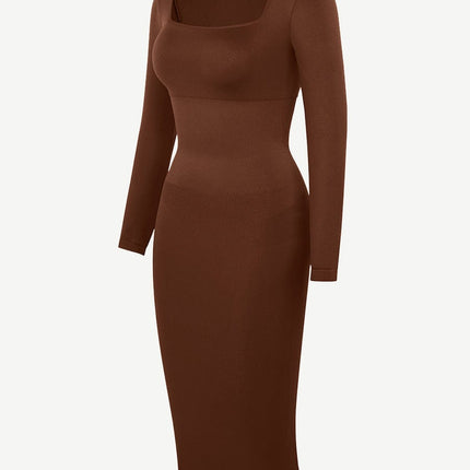 Wholesale ?? Eco-friendly Seamless Square Neck Long Sleeve Shaper Dress