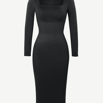 Wholesale ?? Eco-friendly Seamless Square Neck Long Sleeve Shaper Dress