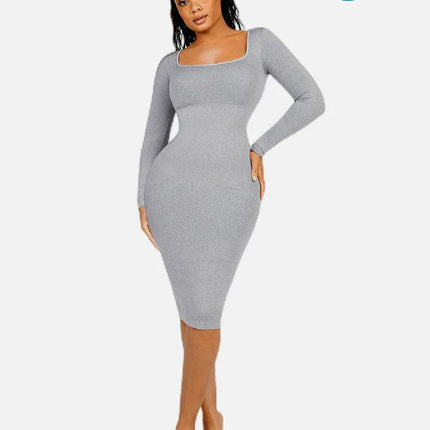 Wholesale ?? Eco-friendly Seamless Square Neck Long Sleeve Shaper Dress