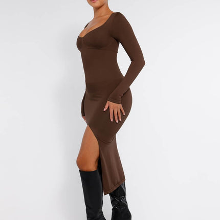 Wholesale?? Eco-friendly Seamless Bust Support Tummy Control High Side Slit Shaping Dress
