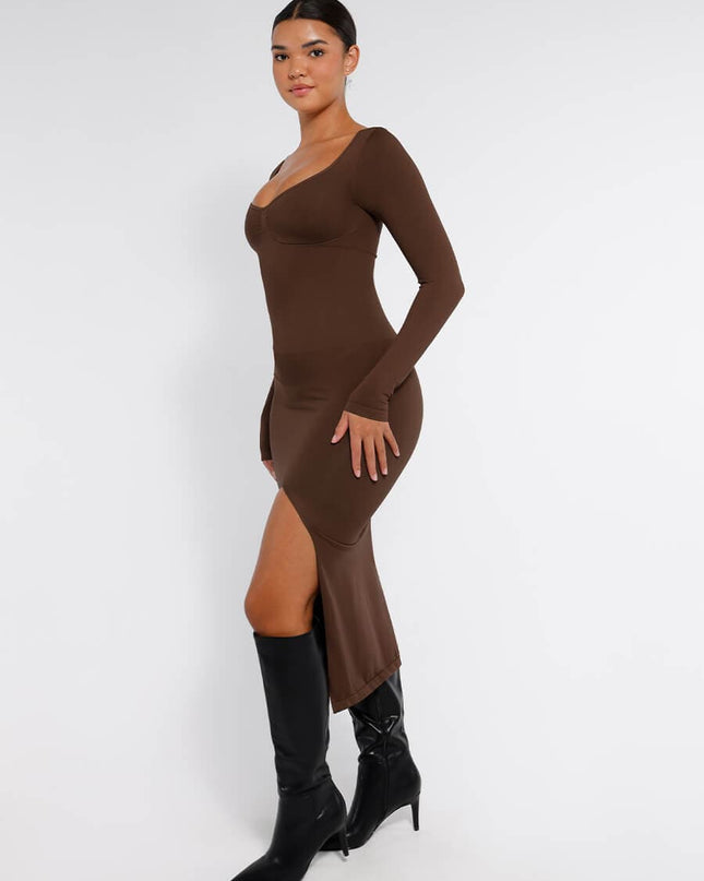 Wholesale🌿 Eco-friendly Seamless Bust Support Tummy Control High Side Slit Shaping Dress