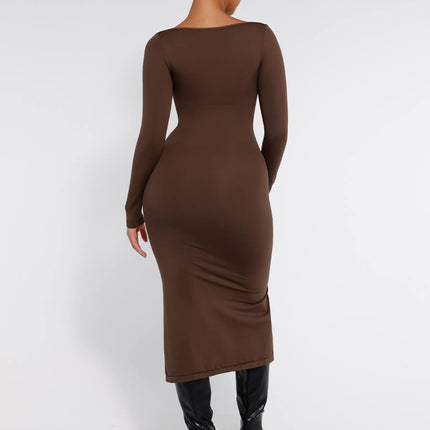 Wholesale?? Eco-friendly Seamless Bust Support Tummy Control High Side Slit Shaping Dress