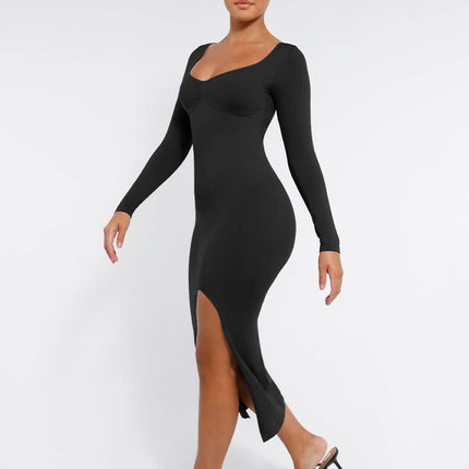 Wholesale?? Eco-friendly Seamless Bust Support Tummy Control High Side Slit Shaping Dress