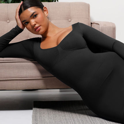 Wholesale?? Eco-friendly Seamless Bust Support Tummy Control High Side Slit Shaping Dress